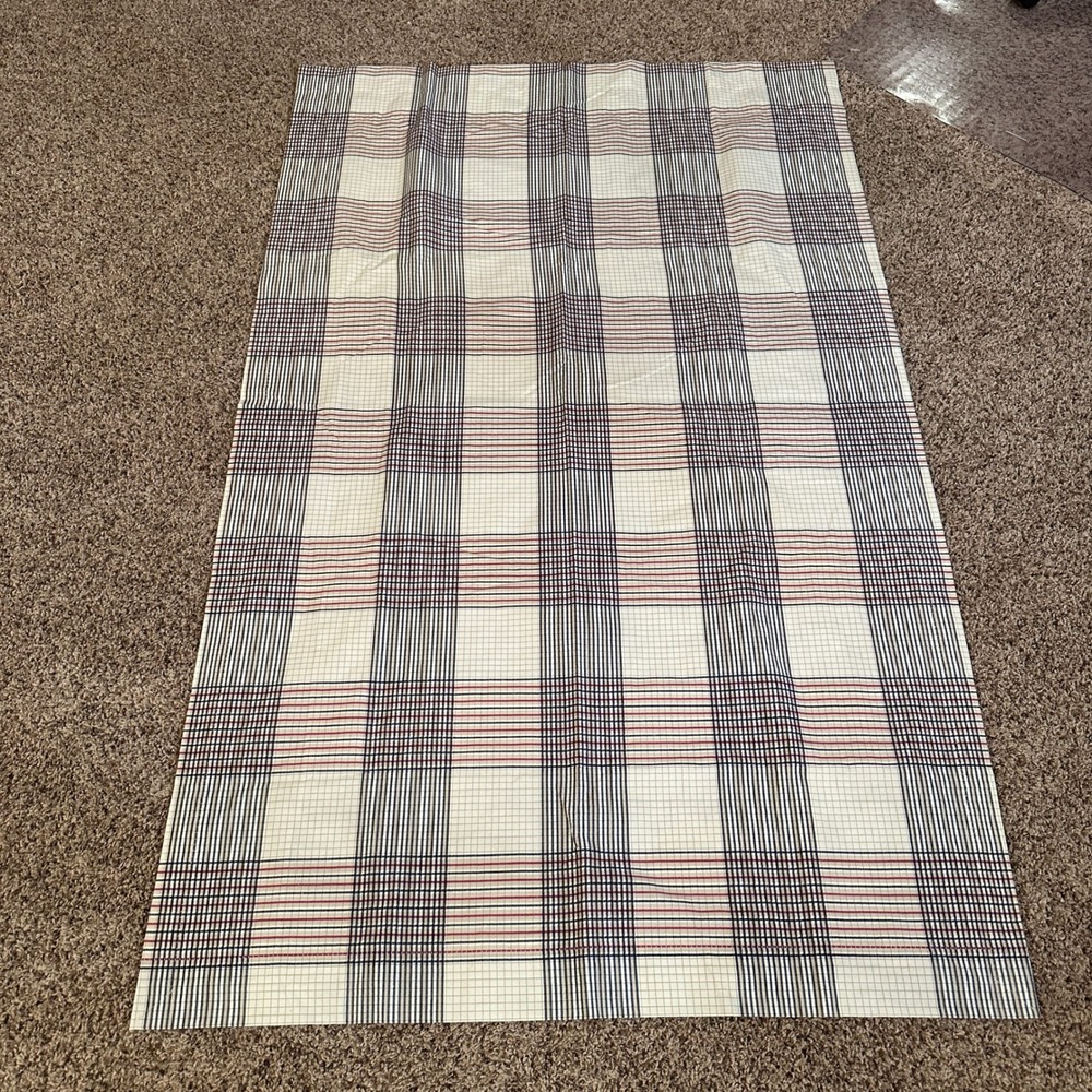 VTG JCPenney Home Collection Plaid‎ Drapery Curtain Panel 84x63 Navy Red